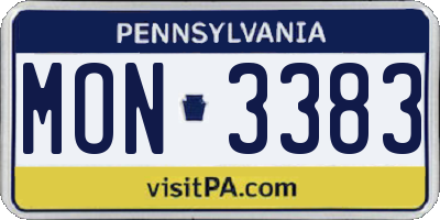PA license plate MON3383
