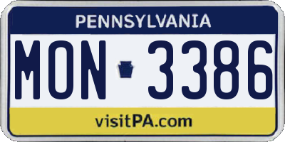 PA license plate MON3386