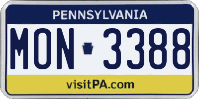 PA license plate MON3388