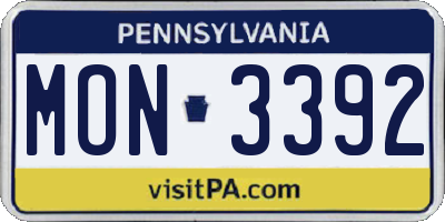 PA license plate MON3392