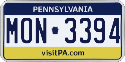PA license plate MON3394