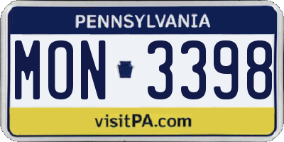 PA license plate MON3398