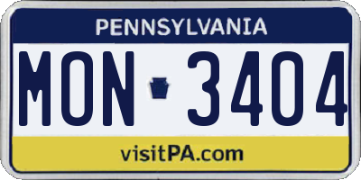 PA license plate MON3404