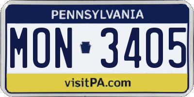 PA license plate MON3405