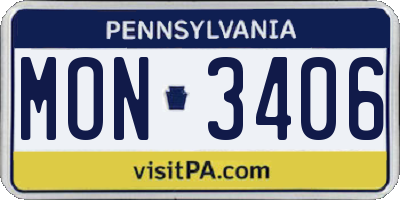 PA license plate MON3406