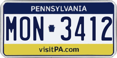PA license plate MON3412