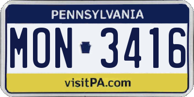 PA license plate MON3416