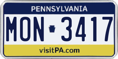 PA license plate MON3417