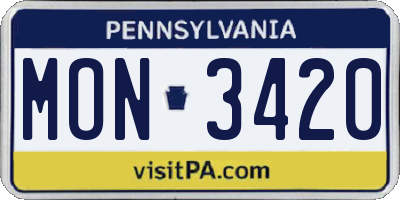 PA license plate MON3420