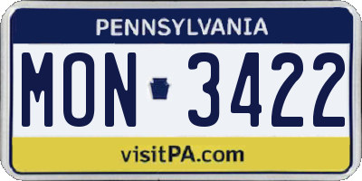 PA license plate MON3422