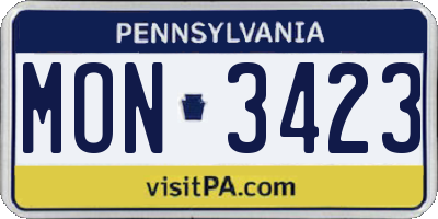 PA license plate MON3423