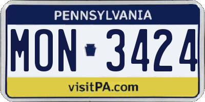 PA license plate MON3424