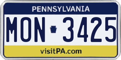 PA license plate MON3425