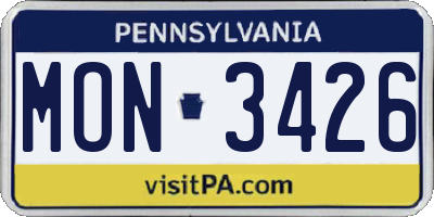 PA license plate MON3426