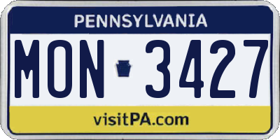 PA license plate MON3427