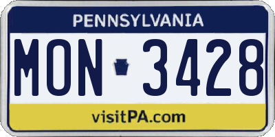 PA license plate MON3428