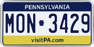 PA license plate MON3429