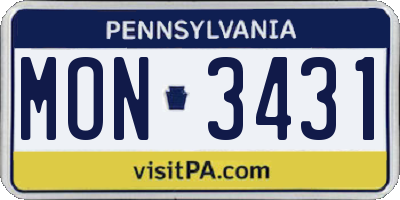 PA license plate MON3431