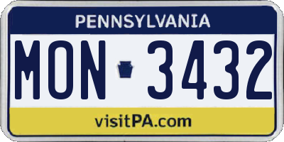 PA license plate MON3432