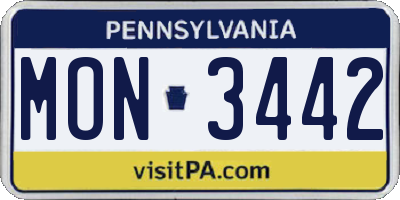 PA license plate MON3442