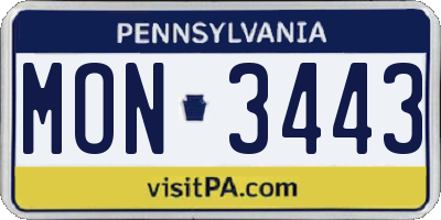 PA license plate MON3443