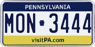 PA license plate MON3444