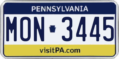 PA license plate MON3445