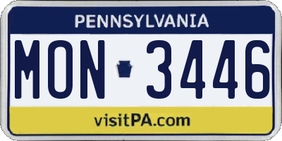 PA license plate MON3446