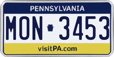 PA license plate MON3453