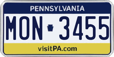 PA license plate MON3455