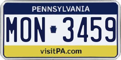 PA license plate MON3459