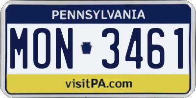 PA license plate MON3461