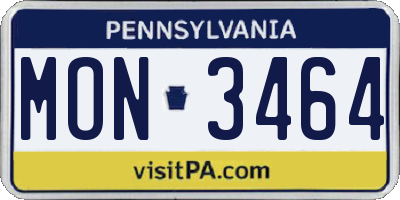 PA license plate MON3464