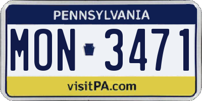 PA license plate MON3471
