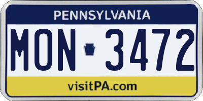 PA license plate MON3472