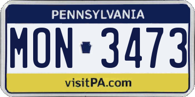 PA license plate MON3473
