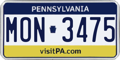 PA license plate MON3475