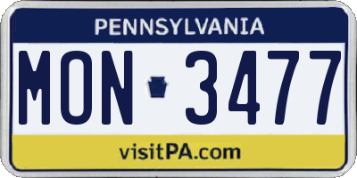 PA license plate MON3477