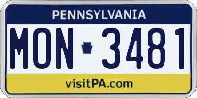 PA license plate MON3481