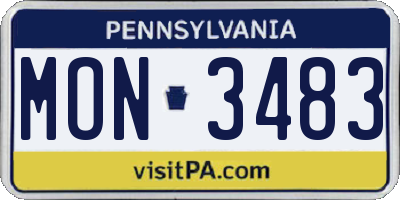 PA license plate MON3483