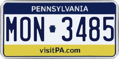 PA license plate MON3485