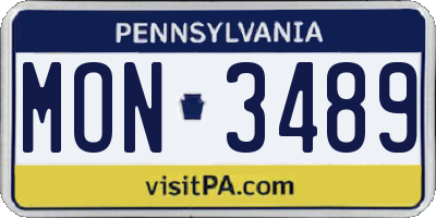 PA license plate MON3489