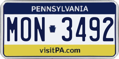 PA license plate MON3492