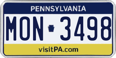 PA license plate MON3498