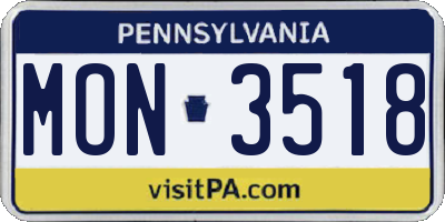 PA license plate MON3518