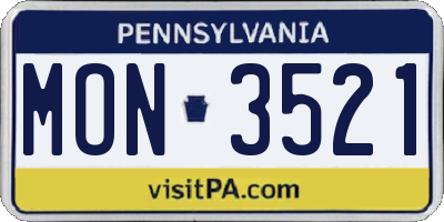 PA license plate MON3521