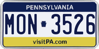 PA license plate MON3526