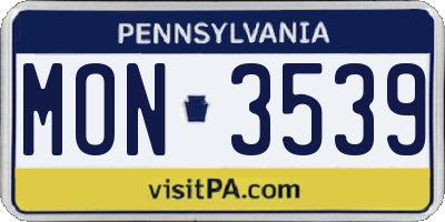 PA license plate MON3539