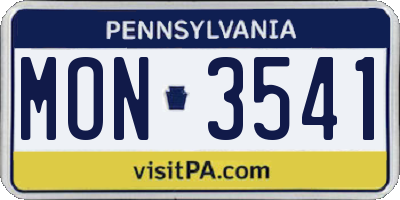 PA license plate MON3541