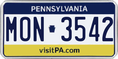 PA license plate MON3542